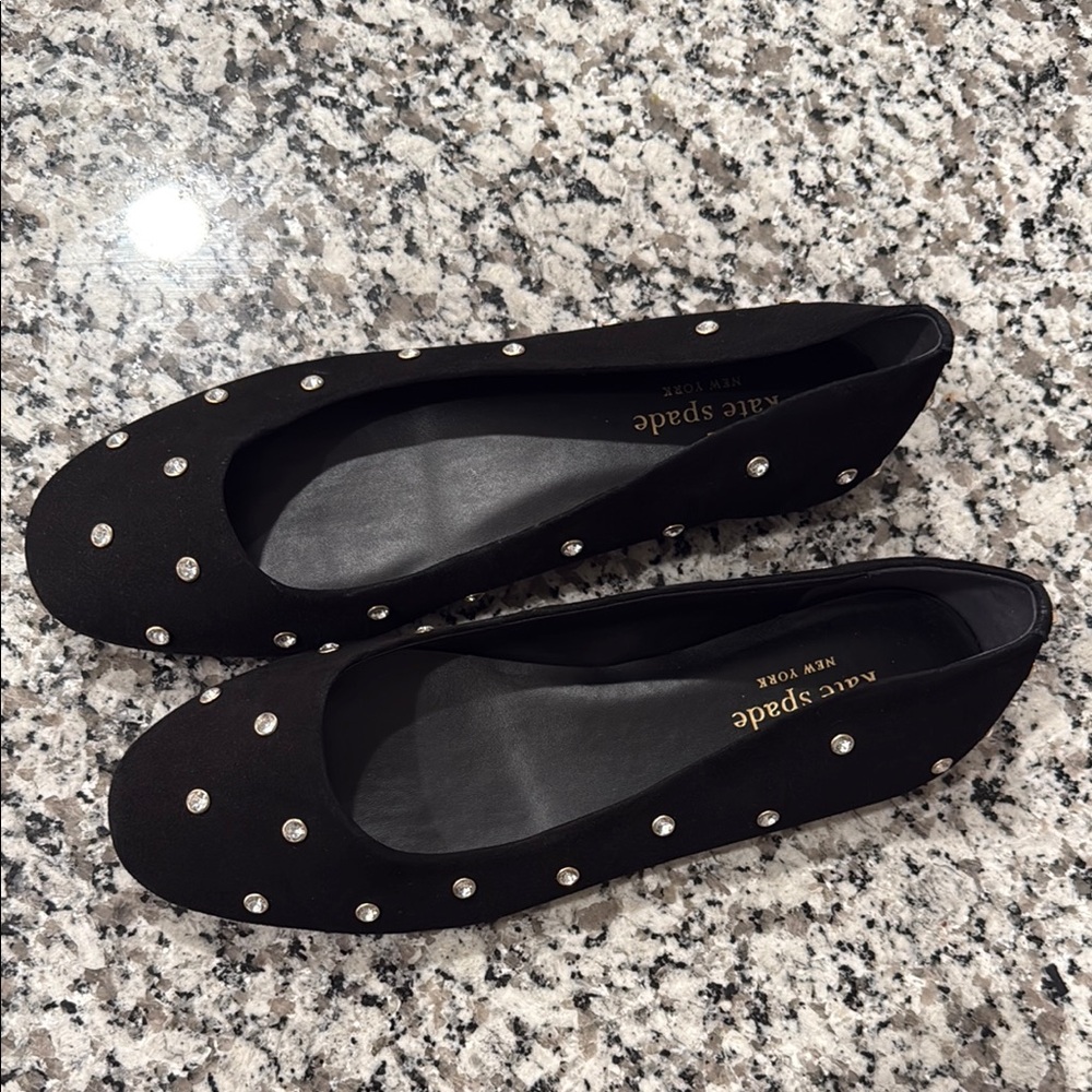 Kate Spade Black Flats with Silver Studs